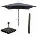 Lotus stokparasol 250x250 cm donker grijs incl 40 kg Cosmo parasolvoet en parasolhoes