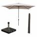 Lotus stokparasol 250x250 cm - ecru incl 40 kg Cosmo parasolvoet en parasolhoes