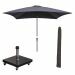 Lotus stokparasol 250x250 cm donker grijs incl 40 kg Eureka parasolvoet en parasolhoes