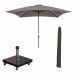 Lotus stokparasol 250x250 cm - taupe incl 40 kg Eureka parasolvoet en parasolhoes