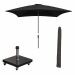 Lotus stokparasol 250x250 cm - zwart incl 40 kg Eureka parasolvoet en parasolhoes