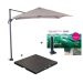 Hawaii zweefparasol S 250x250 - donker grijs/zand met 60 kg parasolvoet en parasolhoes