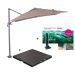 Hawaii zweefparasol S 250x250 - donker grijs/taupe met 60 kg parasolvoet en parasolhoes