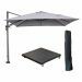 Hawaii zweefparasol 300x300 cm carbon black / licht grijs met 90kg verrijdbare parasolvoet en parasolhoes