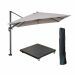 Hawaii zweefparasol 300x300 cm carbon black / zand met 90kg verrijdbare parasolvoet en parasolhoes