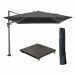 Hawaii zweefparasol 300x300 cm carbon black / zwart met 90kg verrijdbare parasolvoet en parasolhoes