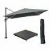 Hawaii zweefparasol 300x300 cm carbon black / donker grijs met 90kg verrijdbare parasolvoet en parasolhoes