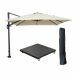 Hawaii zweefparasol 300x300 cm carbon black / ecru met 90kg verrijdbare parasolvoet en parasolhoes