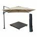 Hawaii zweefparasol 300x300 cm carbon black / taupe met 90kg verrijdbare parasolvoet en parasolhoes