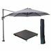 Hawaii zweefparasol Ø350 cm carbon black / licht grijs met 90kg verrijdbare parasolvoet en parasolhoes