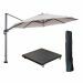 Hawaii zweefparasol Ø350 cm carbon black / zand met 90kg verrijdbare parasolvoet en parasolhoes