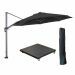 Hawaii zweefparasol Ø350 cm carbon black / zwart met 90kg verrijdbare parasolvoet en parasolhoes