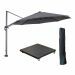 Hawaii zweefparasol Ø350 cm carbon black / donker grijs met 90kg verrijdbare parasolvoet en parasolhoes