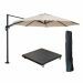 Hawaii zweefparasol Ø350 cm carbon black / ecru met 90kg verrijdbare parasolvoet en parasolhoes