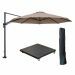 Hawaii zweefparasol Ø350 cm carbon black / taupe met 90kg verrijdbare parasolvoet en parasolhoes