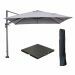 Hawaii zweefparasol 300x300 cm carbon black / licht grijs met 90kg black polished parasolvoet en parasolhoes