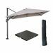 Hawaii zweefparasol 300x300 cm carbon black / zand met 90kg black polished parasolvoet en parasolhoes