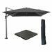 Hawaii zweefparasol 300x300 cm carbon black / zwart met 90kg black polished parasolvoet en parasolhoes