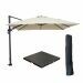 Hawaii zweefparasol 300x300 cm carbon black / ecru met 90kg black polished parasolvoet en parasolhoes