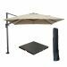 Hawaii zweefparasol 300x300 cm carbon black / taupe met 90kg black polished parasolvoet en parasolhoes