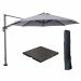 Hawaii zweefparasol Ø350 cm carbon black / licht grijs met 90kg black polished parasolvoet en parasolhoes