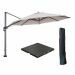 Hawaii zweefparasol Ø350 cm carbon black / zand met 90kg black polished parasolvoet en parasolhoes