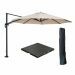 Hawaii zweefparasol Ø350 cm carbon black / ecru met 90kg black polished parasolvoet en parasolhoes