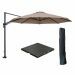 Hawaii zweefparasol Ø350 cm carbon black / taupe met 90kg black polished parasolvoet en parasolhoes