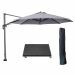 Hawaii zweefparasol Ø350 cm carbon black / licht grijs met 90kg royal antraciet parasolvoet en parasolhoes