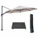 Hawaii zweefparasol Ø350 cm carbon black / zand met 90kg royal antraciet parasolvoet en parasolhoes