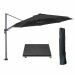 Hawaii zweefparasol Ø350 cm carbon black / zwart met 90kg royal antraciet parasolvoet en parasolhoes