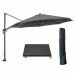 Hawaii zweefparasol Ø350 cm carbon black / donker grijs met 90kg royal antraciet parasolvoet en parasolhoes