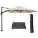 Hawaii zweefparasol Ø350 cm carbon black / ecru met 90kg royal antraciet parasolvoet en parasolhoes