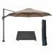 Hawaii zweefparasol Ø350 cm carbon black / taupe met 90kg royal antraciet parasolvoet en parasolhoes