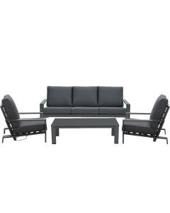 Coba loungeset 4-delig - verstelbare stoelen - donker grijs