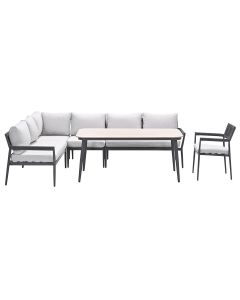 Tineo lounge dining set 6-delig incl stoel - donker grijs