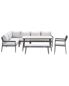 Tineo lounge dining set 7-delig - donker grijs